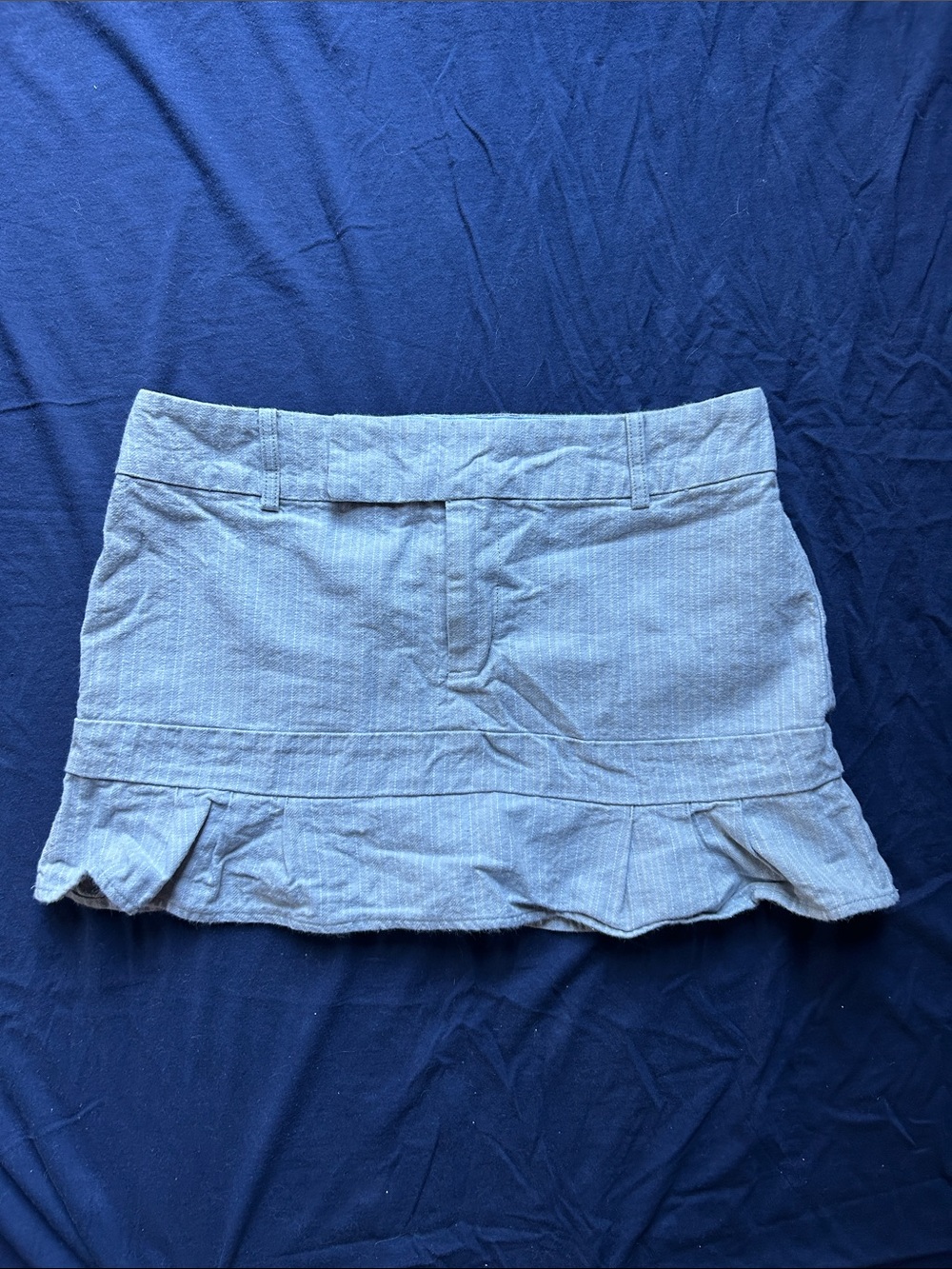 American Eagle Outfitters Light Blue Pinstriped Ruffle Hem Skirt